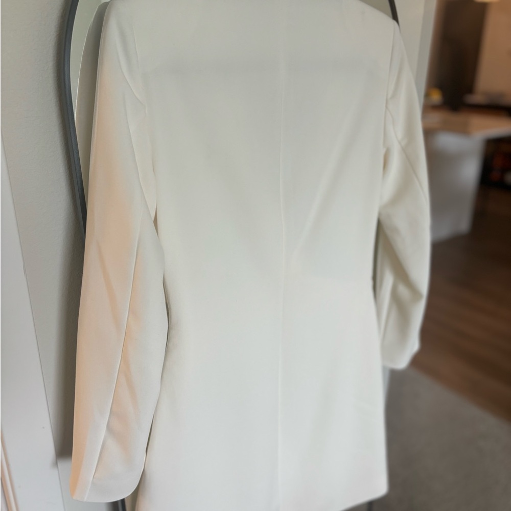 Abercrombie & Fitch Long Sleeve Off White Wrap Blazer Dress - Picture 4 of 5